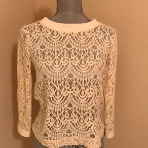 Banana Republic ivory lace top M